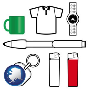 typical advertising promotional items - with Alaska icon