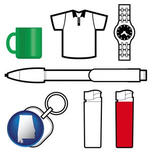 typical advertising promotional items - with Alabama icon