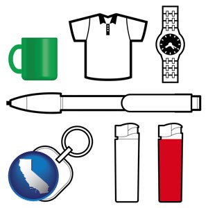 typical advertising promotional items - with California icon