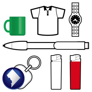 typical advertising promotional items - with Washington, DC icon
