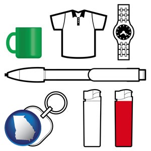 typical advertising promotional items - with Georgia icon