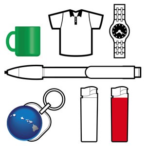 typical advertising promotional items - with Hawaii icon
