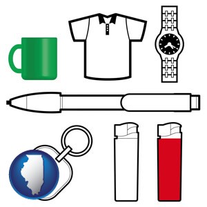 typical advertising promotional items - with Illinois icon