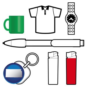 typical advertising promotional items - with Kansas icon