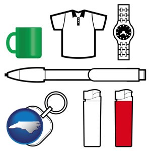 typical advertising promotional items - with North Carolina icon