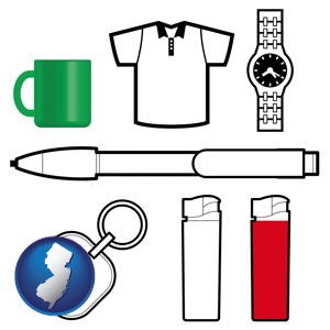 typical advertising promotional items - with New Jersey icon