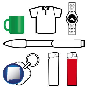 typical advertising promotional items - with New Mexico icon