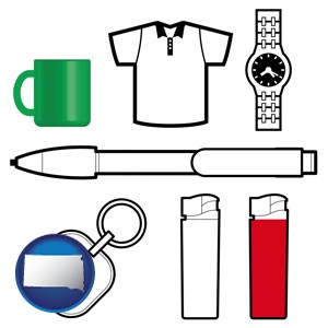 typical advertising promotional items - with South Dakota icon