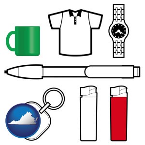 typical advertising promotional items - with Virginia icon