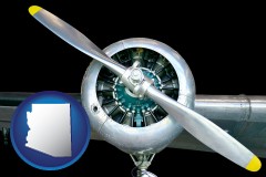 arizona map icon and an aircraft propeller
