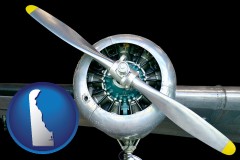 delaware map icon and an aircraft propeller
