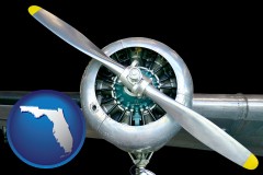 florida map icon and an aircraft propeller