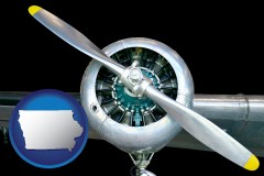 iowa map icon and an aircraft propeller