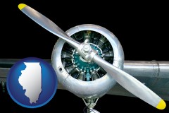 illinois map icon and an aircraft propeller
