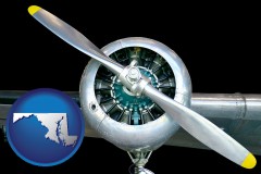 maryland map icon and an aircraft propeller