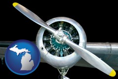 michigan map icon and an aircraft propeller