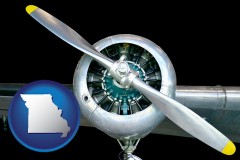missouri map icon and an aircraft propeller