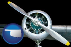 oklahoma map icon and an aircraft propeller