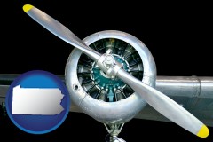 pennsylvania map icon and an aircraft propeller