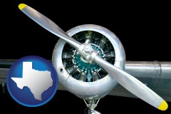 texas map icon and an aircraft propeller