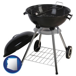 a kettle-style charcoal grill - with Arizona icon