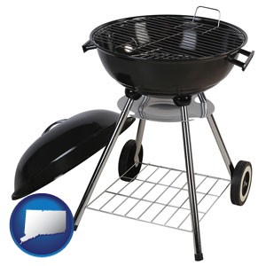 a kettle-style charcoal grill - with Connecticut icon