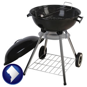 a kettle-style charcoal grill - with Washington, DC icon