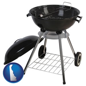 a kettle-style charcoal grill - with Delaware icon