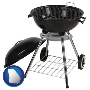 a kettle-style charcoal grill - with Georgia icon