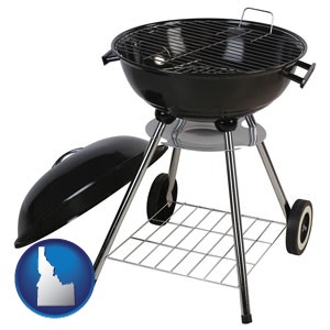 a kettle-style charcoal grill - with Idaho icon