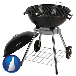 a kettle-style charcoal grill - with New Hampshire icon