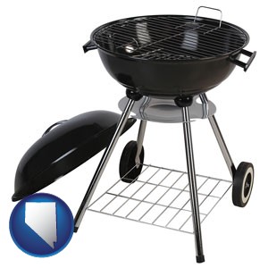 a kettle-style charcoal grill - with Nevada icon