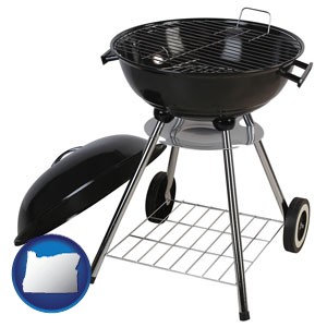 a kettle-style charcoal grill - with Oregon icon