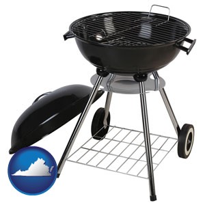 a kettle-style charcoal grill - with Virginia icon