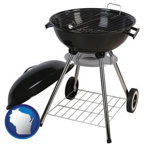 a kettle-style charcoal grill - with Wisconsin icon