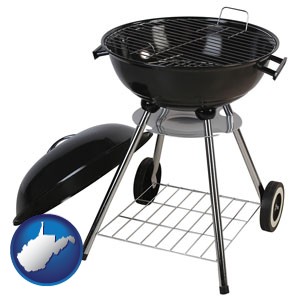 a kettle-style charcoal grill - with West Virginia icon