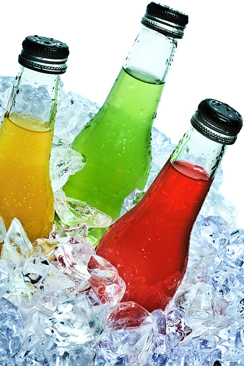 beverage bottles on ice (large image)