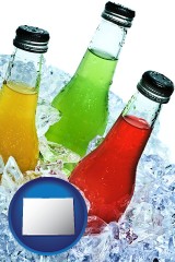 colorado map icon and beverage bottles on ice