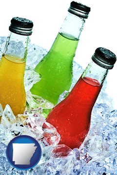 beverage bottles on ice - with Arkansas icon