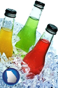 beverage bottles on ice - with Georgia icon