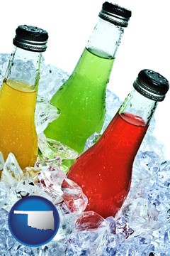 beverage bottles on ice - with Oklahoma icon