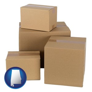a stack of cardboard boxes - with Alabama icon