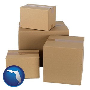 a stack of cardboard boxes - with Florida icon