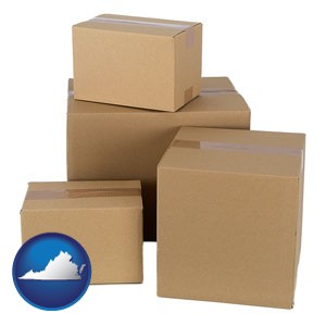 a stack of cardboard boxes - with Virginia icon