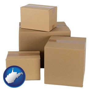 a stack of cardboard boxes - with West Virginia icon