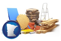 minnesota map icon and sample construction materials