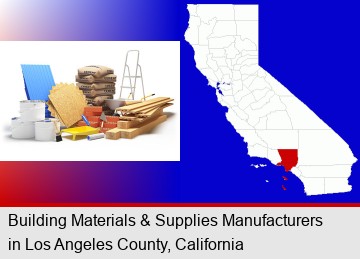 sample construction materials; Los Angeles County highlighted in red on a map