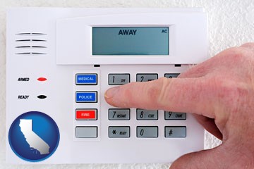 setting a home burglar alarm - with California icon