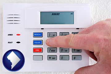 setting a home burglar alarm - with Washington, DC icon