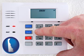 setting a home burglar alarm - with Delaware icon